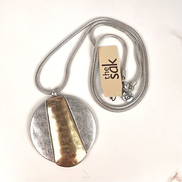 The Sak Silver and Gold Tone Pendant Necklace 28 inches NWT - Picture 1 of 5